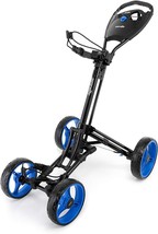 SereneLife 4 Wheel Lightweight Folding Golf Push Cart w/Foot Handle Brake - £125.02 GBP