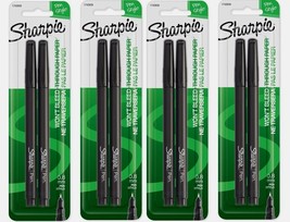 4 ~ Sharpie PEN Stylo Black 2pk Fine Point NO BLEED Water/Smear Resist Non-Toxic - $42.99