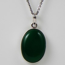 Solide 925 Argent Sterling Vert Onyx Pendentif Collier Femme PSV-1220 - £28.55 GBP+