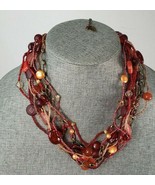 Coldwater Creek Multi-Strand Multi-Bead Acrylic Necklace Orange Beige - $25.27 CAD