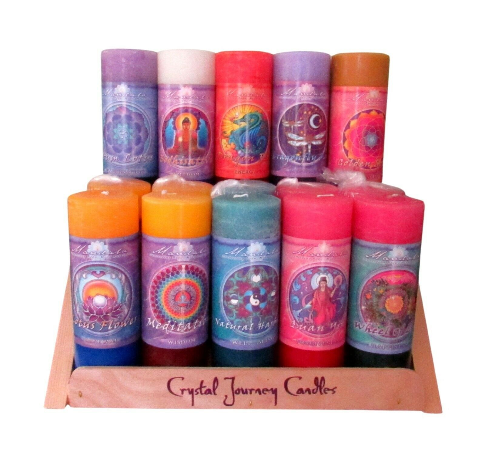 Crystal Journey 2.5 x 6 Mandala Collection Pillar Candles, Made in USA  - $22.95