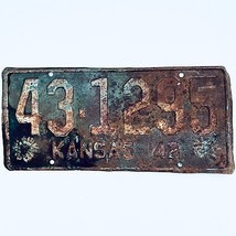 1942 United States Kansas Jewell County Passenger License Plate 43-1295 - £20.49 GBP
