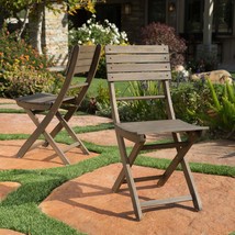 Grey Acacia Wood Folding Chairs (Set of 2) - £105.73 GBP