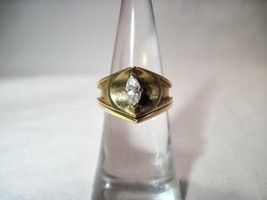 Vintage Signed 14K Yellow Gold Ladies Marquise Diamond Wedding Ring K537 - £596.10 GBP