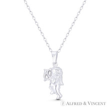 Cupid Angel Cherub Bow &amp; Arrow .925 Sterling Silver 22x9mm 3D Love Charm Pendant - £11.38 GBP+