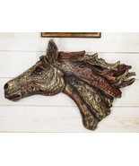 Rustic Faux Driftwood Finish Equine Mustang Horse Head Wall Decor Plaque... - $49.95