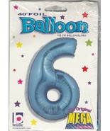 Betallic Metallic Blue Number &quot;6&quot;  Megaloons 40 inch  Foil Balloon ~  ra... - $5.94
