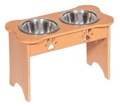 15&quot; ELEVATED DOG FEEDER - Beautiful Cedar Poly with Paw Print Embossed B... - $119.97