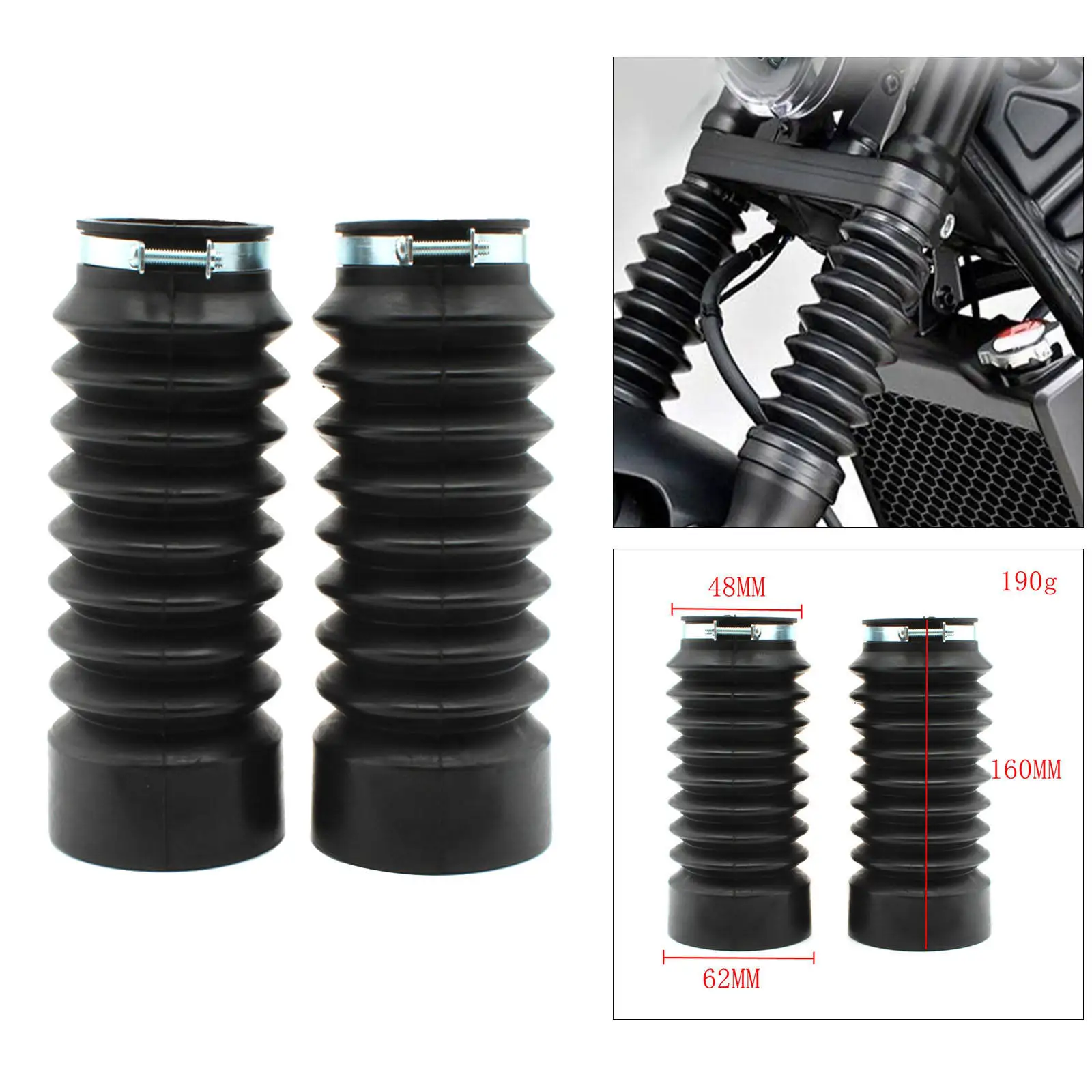 Pair Motorcycle Front Fork Covers Rubber Dust Cover Gaiter Boots Shock Absorber - £20.00 GBP