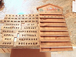 Vintage Farmhouse Country Theme Wooden Perpetual Calendar Complete Set Blocks - £53.19 GBP