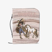 Book/Bible Cover, Howdy, Cowgirl and Horse, Brunette Curly Hair, Blue Ey... - $56.95+
