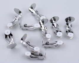 Earring Findings Silver Clip On Button with Rubber Pad - £3.83 GBP+