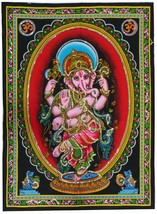 Wall Hanging decor Cotton Dancing Ganesh 43&quot; X 30&quot; Tapestry Poster size ... - $201.49 MXN
