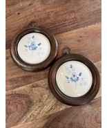 2 Hand Painted Floral Ceramic Tile Wooden Frames Lasting Products USA Vi... - €16,76 EUR
