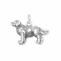 Golden Retriever Dog Breed 3D 925 Sterling Silver Oxidize Charm Pendant Bracelet - £41.61 GBP