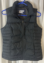 LANDS END Vest Women&#39;s S Down Quilted Puffer Zip, Color Black With Pockets EUC - £12.32 GBP