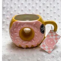 Sheffield Home Handpainted Pink Frosted w/Sprinkles Donut 16oz Ceramic M... - £15.64 GBP