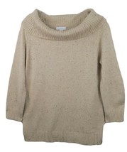 Charter Club Women&#39;s Metallic Cowl Neck Sweater Sz Medium Beige - £19.73 GBP