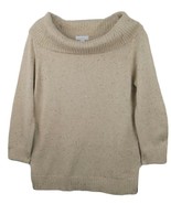 Charter Club Women&#39;s Metallic Cowl Neck Sweater Sz Medium Beige - £19.54 GBP