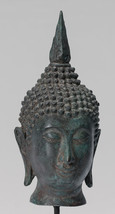 Buddha Kopf - Antik Thai Stil Sukhothai Halterung Buddha Bronze - $233.73