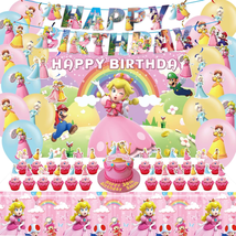 Mario Princess Peach Party Decorations, Mario Princess Peach Birthday Party Supp - £28.79 GBP
