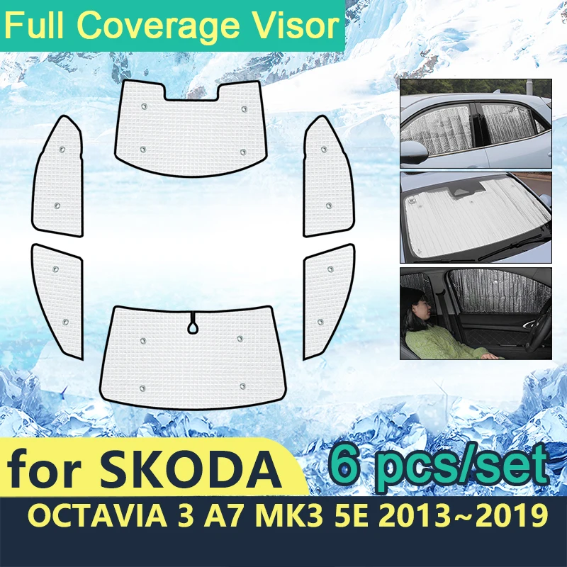 Full Cover Sunshades For Skoda Octavia A7 MK3 5E 2013 2014 2015~2019 Sedan Car - £24.46 GBP+