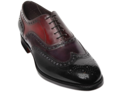 Men Black Maroon Cont Brogue Toe Wing Tip Oxford Genuine Leather Shoes US 7-16 - £109.66 GBP