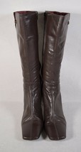 Enzo Angiolini Boots Mendotta Brown Leather High Heel Side Zip Buckle Size 10 Wo - £23.88 GBP