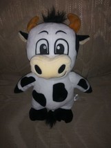 Impact Merchandise Cow Bull Plush 14&quot; Moo Horns White Black Spots Barn Farm... - £11.06 GBP