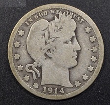 1914 Silver Barber Quarter &quot;VG&quot; Free S/H.    20230085 - $19.99