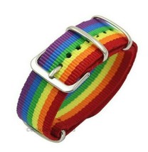 Pride Bracelet Buckle Wrap Strap Gay LGBTQ Flag Fabric Wristband Jewellery - £3.41 GBP