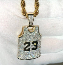 8CT Round Cut Moissanite Number23 Basketball Jersey HipHop 14k White Gold Plated - £316.53 GBP