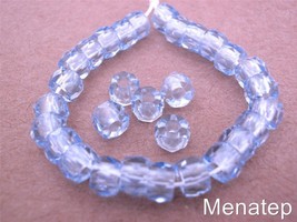 25 6 x 4mm Czech Glass Faceted Crow Beads: Light Sapphire - $1.80