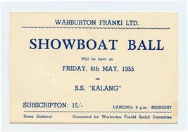 Warburton Franki Showboat Ball Ticket 1955 S S Kalang Sydney Australia  - £12.49 GBP