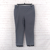Chicos Pants Womens 0.5 6 Black Geometric Pull On Flat Front Pockets Pom... - $17.98