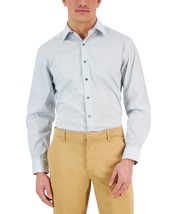 Alfani Mens Regular Fit Stain Resistant Honeycomb Dress Shirt Teal 15-15.5 34/35 - £16.02 GBP