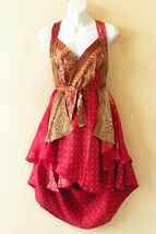 P150 Reversible Vintage Silk Magic 24" Wrap Skirt Halter Tube Dress + Bo... - $49.90