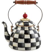 Mackenzie-Childs Black-and-White Courtly Check Tea Kettle 2 Qt New - $149.95