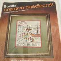 Bucilla Boston Tea Party Embroidery Kit #1967 Creative Needlecraft 12x15 Vintage - £14.34 GBP