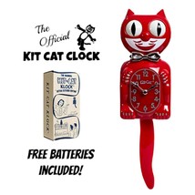 RETRO KITCHEN KIT CAT CLOCK 15.5&quot; Red Kit-Cat Klock MADE IN USA Free Bat... - $98.43 CAD