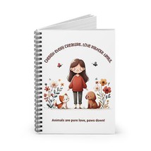 Animal Lover Notebook Journal Cherish Every Creature Cute Pet Cat Dog Th... - $14.99