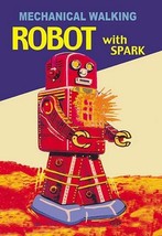 Mechanical Walking Red Robot with Spark - Art Print - £17.57 GBP+