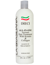 LA-BRASILIANA DIECI All-In-One Instant Keratin & Collagen Treatment, Liter.