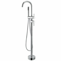  Free standing Chrome Floor Mount Clawfoot Bath Tub Filler Faucet Handsh... - £209.67 GBP