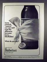 1972 Budweiser Beer Ad - Taste Difference Blindfolded - $18.49