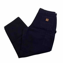Carhartt Utility Work Pants Navy Blue Loose Fit Mens 40x32 Durable Pockets - $24.19