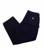 Carhartt Utility Work Pants Navy Blue Loose Fit Mens 40x32 Durable Pockets - £19.02 GBP