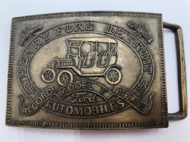 Vintage Henry Ford Detroit Automobiles Ford ModelT Brass Belt Buckle Rec... - £12.53 GBP