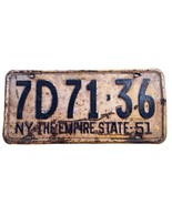Vintage New York The Empire State 1951 Collectible License Plate 7D71 36... - £58.79 GBP