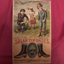 VTG Solar Tip Shoes John Mundell And Co Philadelphia PA Victorian Ad Trade Card - £16.95 GBP